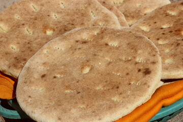 Traditional Moroccan Bread, Khobz Close-up