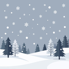 Obraz premium Winter Wonderland: Snowfall in Forest, Calm and Serene