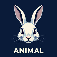 Fototapeta premium White Rabbit Illustration on Dark Blue Background
