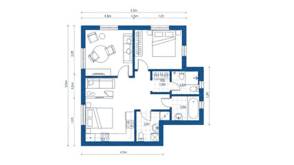 AutoCAD House Plan Vector Illustration – New Home Floor Plans for Interior and Exterior Construction AI EPS PNG JPEG
