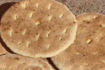 Traditional Moroccan Bread, Khobz Close-up