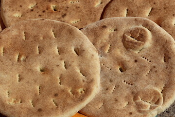 Traditional Moroccan Bread, Khobz Close-up