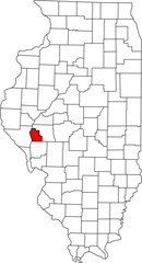 Detailed vector map of Illinois, USA, highlighting Scott County. Ideal for data visualization and Western Illinois rural reports.

