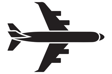 Airplane silhouette vector illustration on white background