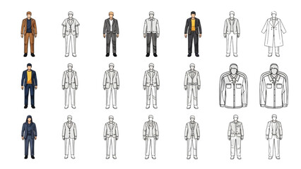 Top View Vector Icons – Silhouettes of Men Executives Standing and Sitting AI EPS PNG JPEG
