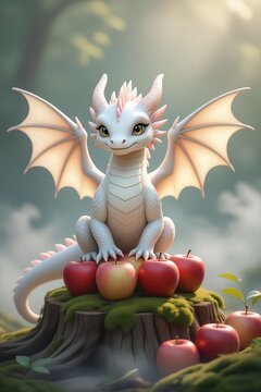 Little dragon with apple