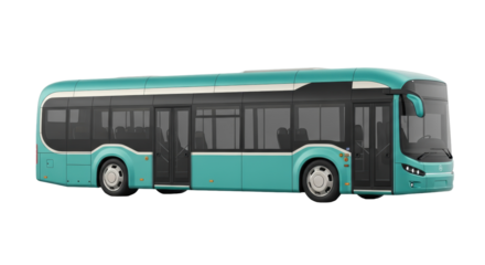 Isolated Transportation Vehicle Blue Modern Bus Side View on Background, Public Transit