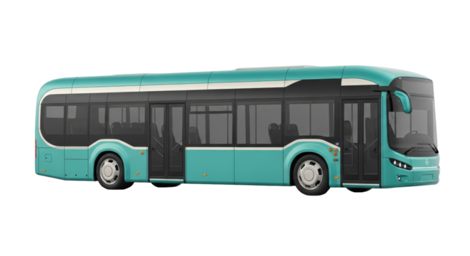 Isolated Transportation Vehicle Blue Modern Bus Side View on Background, Public Transit