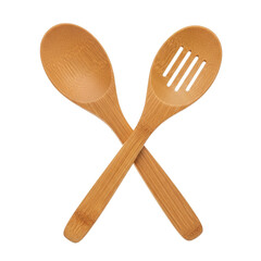 Wooden Spoon and Slotted Spoon Duo Sustainable Kitchen Tools Cooking Essentials Eco Friendly on transparent background