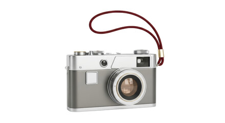 Isolated rangefinder camera, compact analog photography device for retro aesthetic photoshoots