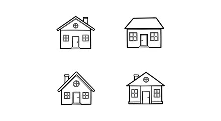 Fototapeta premium Explore charming house outlines for architectural designs or real estate concepts, ideal for presentations, websites, or marketing materials with clean, minimalist style
