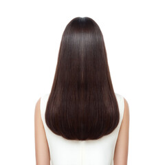 Long Straight Hair of a Woman from the Back, Smooth Glossy Texture with Natural Shine Displayed on a Neutral Background