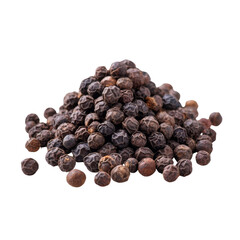 Fototapeta premium Whole black peppercorns arranged in a pile on a clean surface for culinary or spice-related concepts