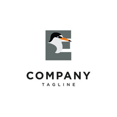 Letter E Sternula Albifrons Logo Icon Vector