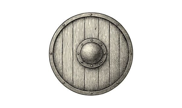 Vintage shield etching design for historical illustrations and antique themed artworks
