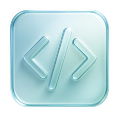 Obraz premium Code icon with glassmorphism effect for programming and web development.