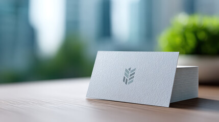 Professional white real estate business card mockup on wooden table. This elegant and clean branding identity represents successful business and corporate communication
