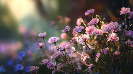 Soft pastel sunset coloring garden flowers peaceful mood
