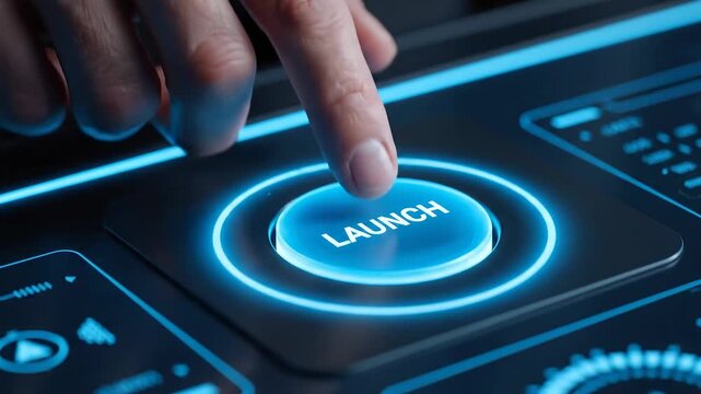 A finger about to press the digital launch button