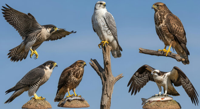 A powerful display of diurnal raptors symbolizing majestic avian diversity and their absolute predatory supremacy in the sky