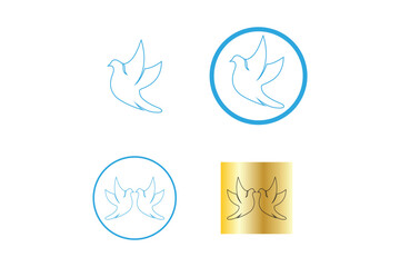 Dove Bird Logo Set with Peace and Freedom Symbols