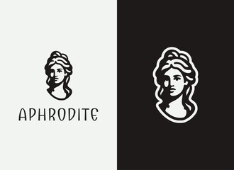 Aphrodite Logo and Illustration, Greek Goddess Logo Design, Minimal Aphrodite Vector, Ancient Greek Mythology Logo, Love and Beauty Goddess Illustration, Elegant Mythological Branding