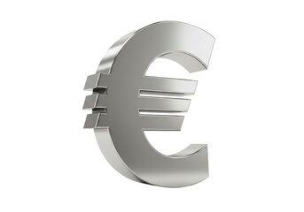 Isolated shiny metal Euro currency symbol three dimensional design for finance and business