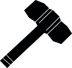 Silhouette of Thor hammer vector, Thunder weapon icon, Norse mythology magic illustration