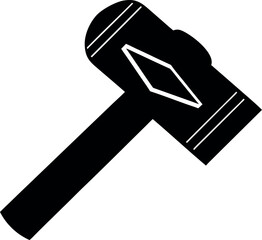 Black silhouette of Thor hammer vector, Mythology power tool icon, Thunder weapon illustration