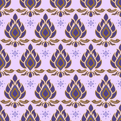 Vector seamless floral pattern illustration with flower ornament for vintage textile design, spring wallpaper, or retro fabric decoration