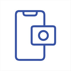 Blue Smartphone with Camera Icon – Minimal Symbol for Mobile Photography, App UI, and Digital Media