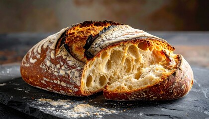 Crusty artisan bread slice