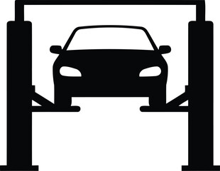 Car lifted garage mechanic service auto repair automotive maintenance vector