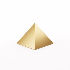 A golden pyramid with four sides, reflecting light,