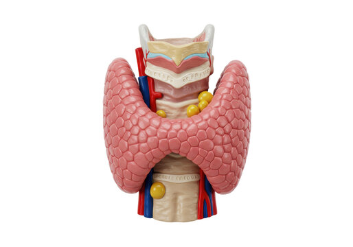 Isolated human endocrine system illustrating thyroid gland model for educational purposes