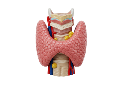 Isolated human endocrine system illustrating thyroid gland model for educational purposes