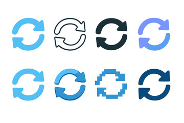 Neo-Flat Feedback Icons. Feedback Loop Styles set of icons in neo-flat style: flat feedback loop icon, outline feedback loop icon, bold feedback loop