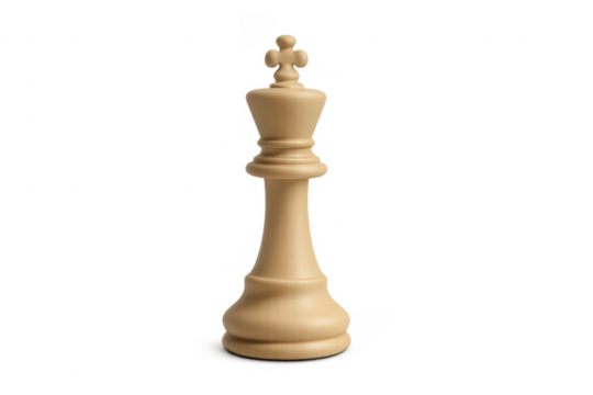 White king chess piece standing on transparent background