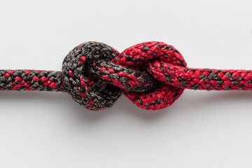 Two-toned rope knot on white background