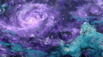 Obraz premium Cosmic journey through the purple galaxy space digital artwork abstract immersive view celestial exploration