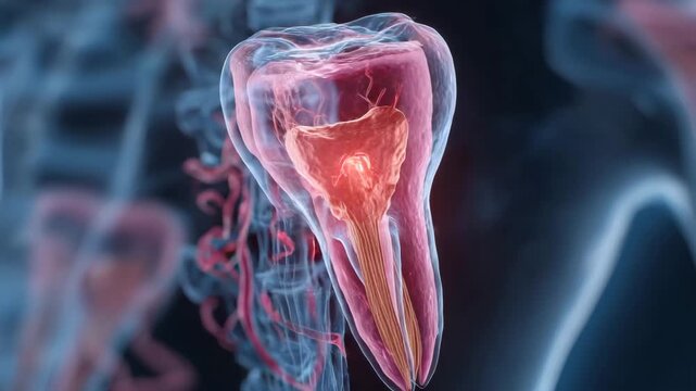 Ultra HD Tooth anatomy with nerve and blood vessels, tooth x ray video, dental x ray video, tooth x-ray animation video
