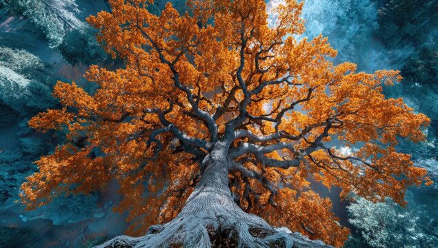 Majestic autumn tree canopy