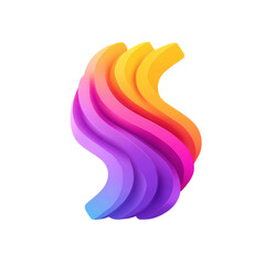Colorful Abstract Wave Shape Design with Smooth Curves and Vibrant Gradient Effects in Shades of Pink, Yellow, and Purple