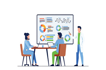 Professional Team Meeting Reviewing Data Visualizations and Analytics