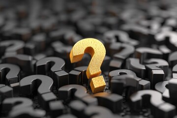 Gold question mark amidst many black