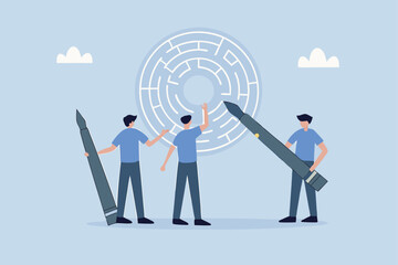 Business brainstorm to get solution, male and female colleagues discussing business strategy ideas.