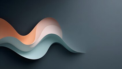 Modern minimalist background featuring three harmonious waves of muted colors creating a sleek and sophisticated design