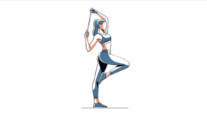 Obraz premium Yoga and Pilates Woman Vector Illustration – Tight Sportswear Pose Collection AI EPS PNG JPEG 