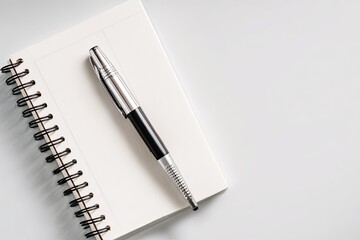 Naklejka premium Open spiral-bound notebook with pen (1)