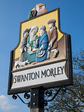 The Norfolk Village Sign  for The Village of Swanton Morley in Norfolk, England, UK